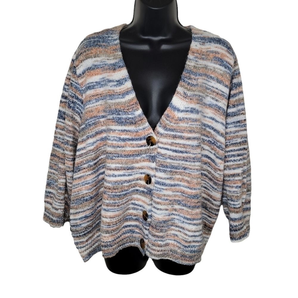 Lane Bryant v-neck striped cardigan sweater size 24